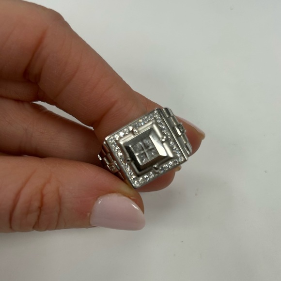 Suzy Levian Unisex Sterling Silver White CZ Ring Size #9.5 Sample - Picture 2 of 8